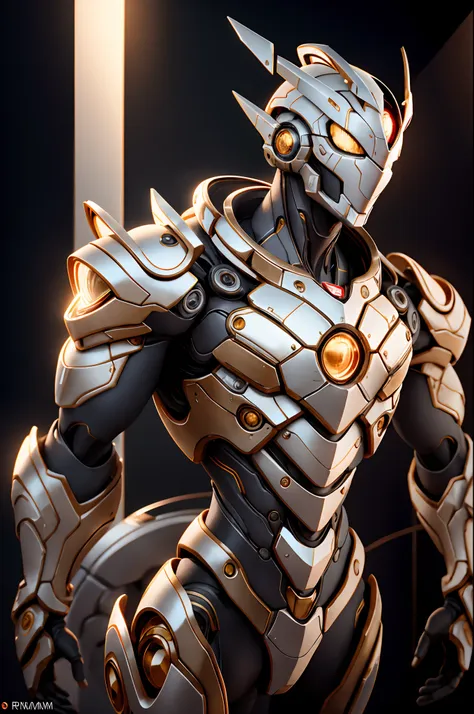 obra-prima, melhor qualidade, highres, realista, parte superior do corpo,
1boy, homem de ferro, mechultraman, olhando para o esp...