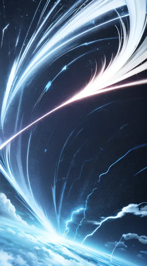 Blue and white wallpaper　scienc　lightning bolt　Thunder Meteor