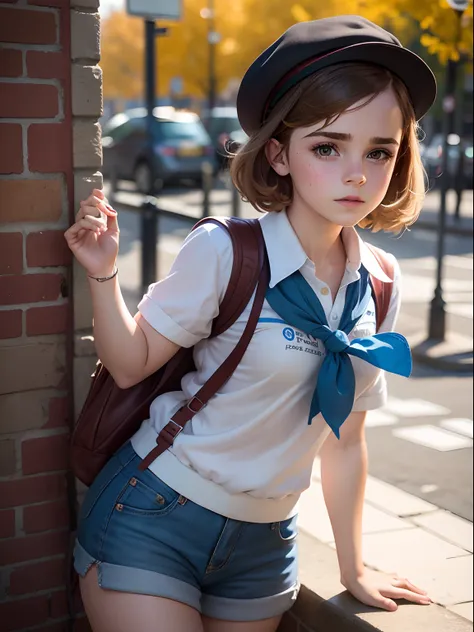 teen Emma Watson dressed as a British girl guide