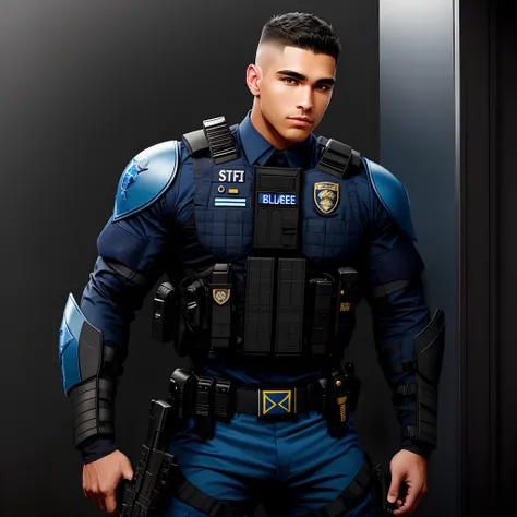 Blue and black male SWAT officer