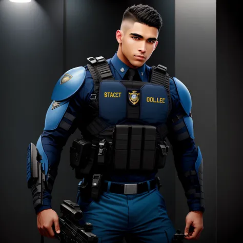 Blue and black male SWAT officer