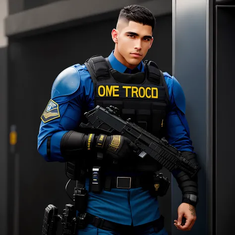 Blue and black male SWAT officer