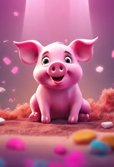 "cute pink piggy, cartoon, transparent background, lovable".