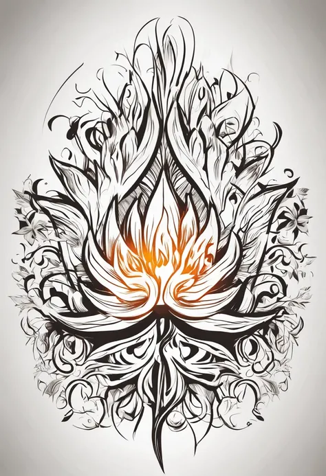 Imagine and create a unique logo that combines flames and white flowers. Use the contrast between these two elements to create a powerful and sophisticated logo. The combination of fire signifies energy, strength and prosperity, while the white banyan flow...