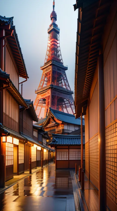 japanes　femele　Beautie　８K　Raw photography　Background with　Tokyo Tower　image　The human