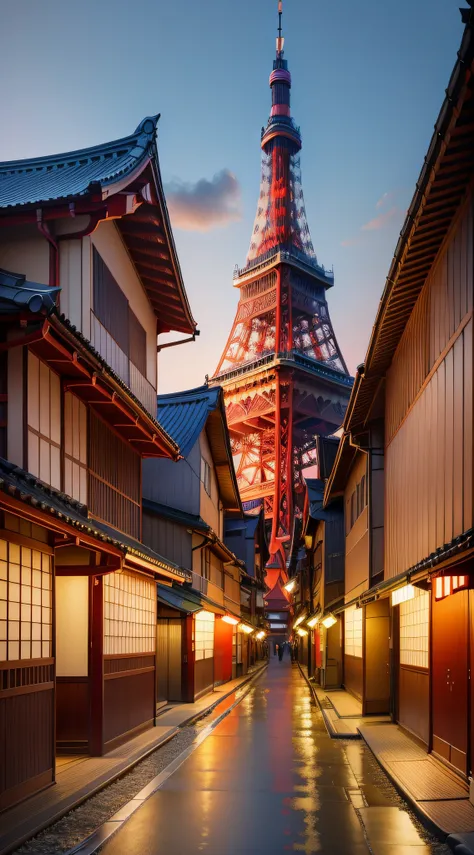 japanes　femele　Beautie　８K　Raw photography　Background with　Tokyo Tower　image　The human