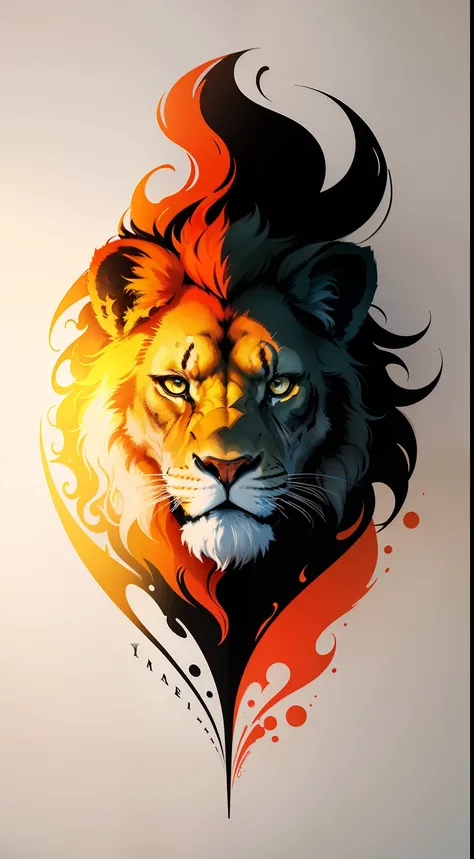 impresionante, arte vectorial, Creative logo design, Logo with Lion text, Artistic logo of Fire Line, Color design, Minimalista y puro - fuego , agregar efecto al final