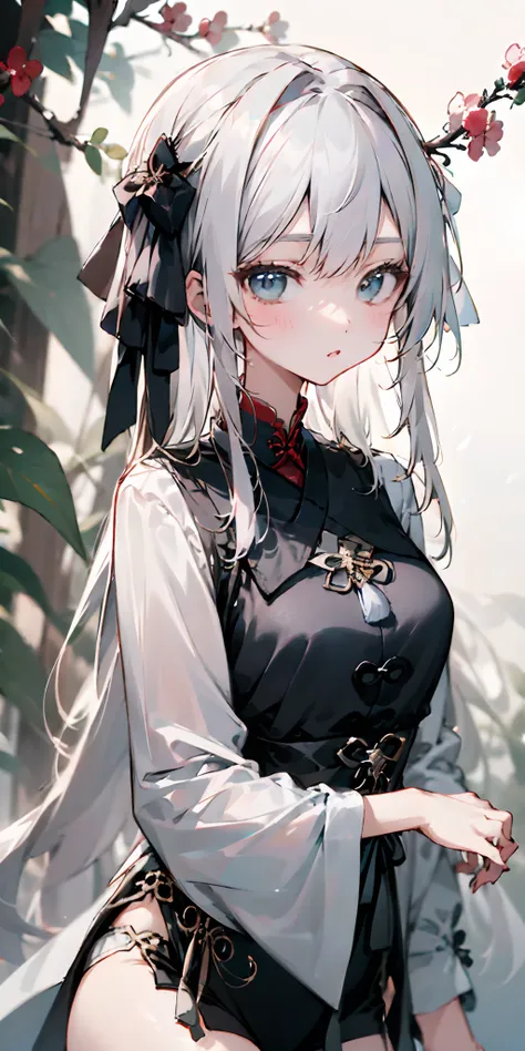 white-haired young girl，比基尼