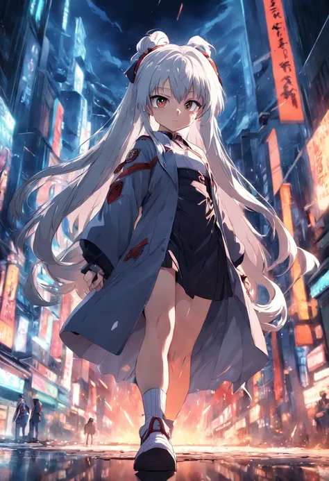 Youth stand up, Punched forward, silver hair, scowl, depth of field, anime, anime style