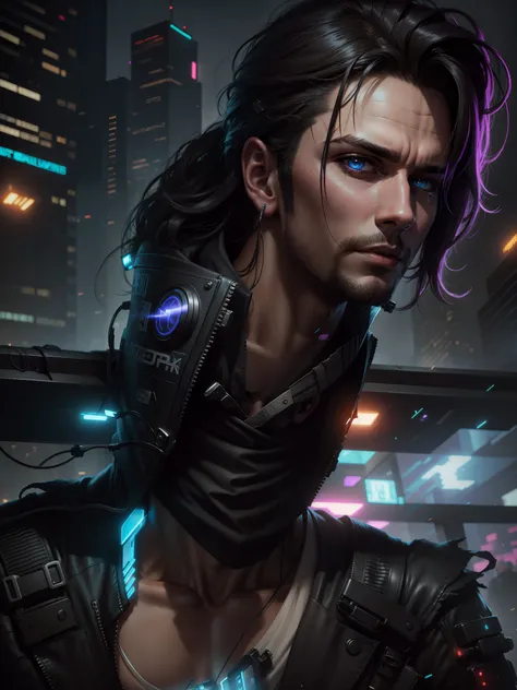 Change the background cyberpunk handsome realistic ultra hd