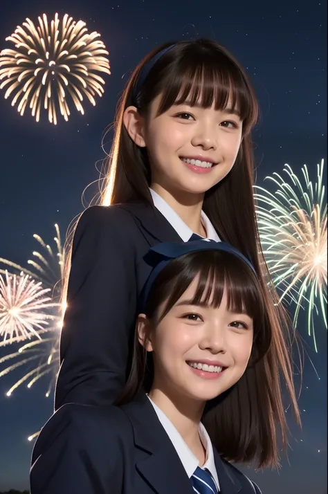 A smile、hi-school girl、校服、While doing fireworks、starrysky、Aurora