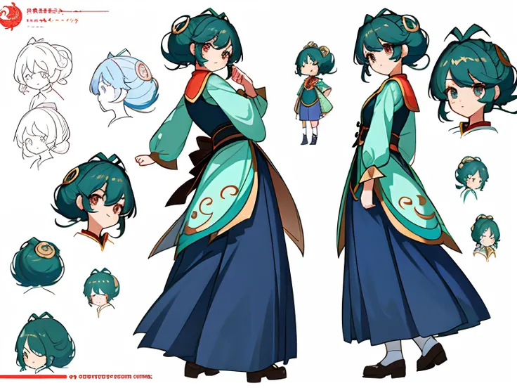 ((masterpiece)),(((best quality))),(character design sheet, same character, front, side, back), illustration, 1 girl, hair color, bangs, hairstyle fax, eyes, environment change scene, Hairstyle Fax, Pose Zitai, Female, Shirt Shangyi, Star, Charturnbetalora...