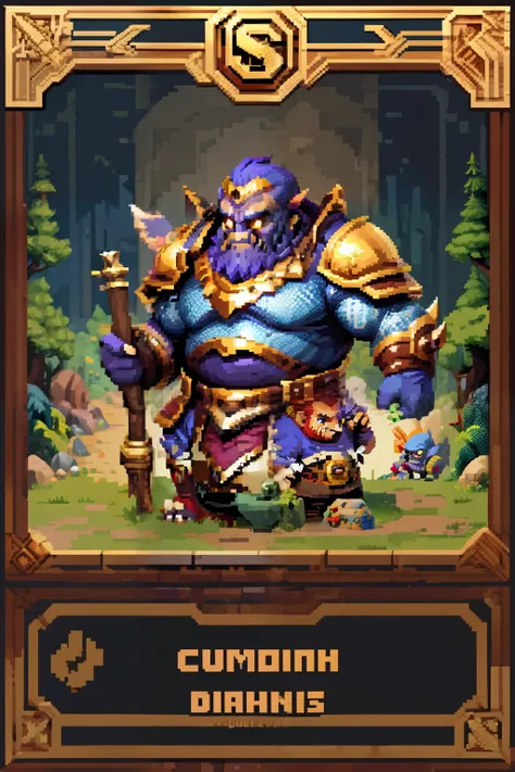 horizontal pixel games，（pixel art：1.4），q version《dungeons and dragons》，monster character design，（dwarf with hammer：1.4），（（best q...