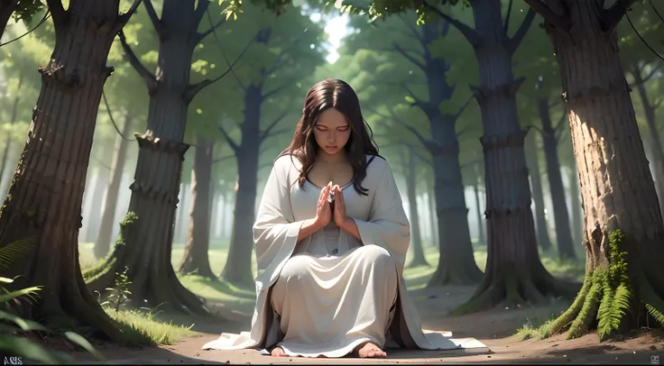 image of a woman dressed in white standing on a rock, vestido como jesus cristo, jesus, shutterstock, foto ainda, directed by: k...