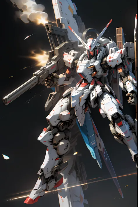 Surrealism, Ray Tracing, Photorealistic, UHD, High Detail, 32k, Best Quality, Textured Skin, Gundam Mecha, Flight, Funnel, Mecha Ship, Masterpiece, Best Quality, Mecha, Unmanned, (Full Body), (Black Mecha: 1.8), (Axisymmetric: 1.4), (HDR), (Movie Light: 1....