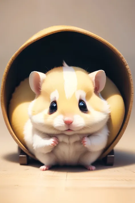 Super cute little yellow and white fur hamster