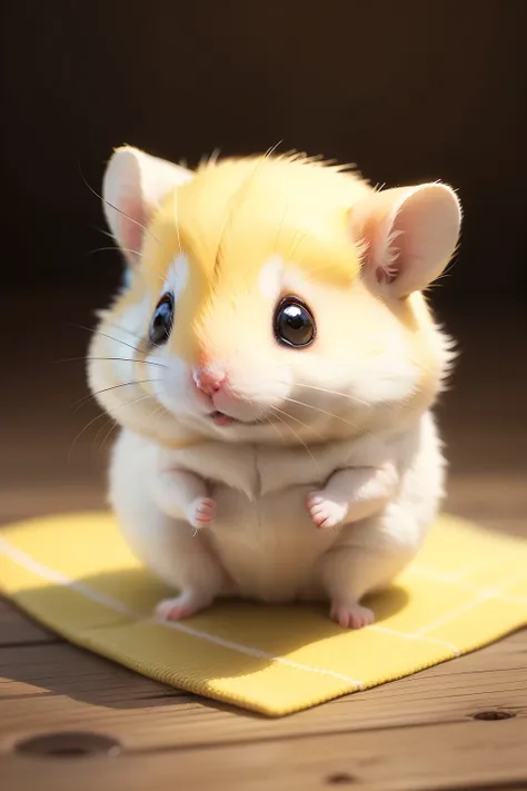 Super cute little yellow and white fur hamster