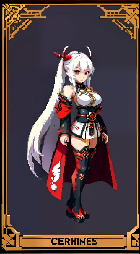 Samurai Maiden，Long white hair，NSFW，Crimson Mech