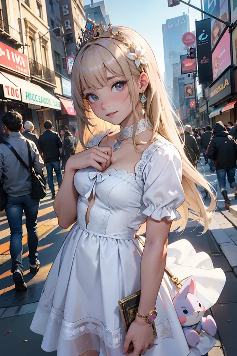 (La mejor calidad) (obra maestra ) Cara perfecta. kawaii & Siniestra princesa belleza joven en la ciudad de Nueva York.