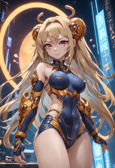 （（best qualtiy））， （（tmasterpiece））， （The is very detailed：1.3）， 3D， big breasts beautiful， （cyber punk perssonage：1.2）， In space， bblurry， holding_weapon， （Monkey King with a ruyi golden hoop stick，：1.3）， face to the viewer， eyes with brightness， full body...