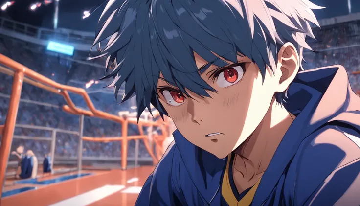 schoolboy，Anime male protagonist image，Sportswear，The expression is serious，After a series of abnormal events，He began to prepare for possible crises