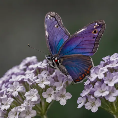 butterfly, realistic, blue and purple, colourful, symetry, solid white background