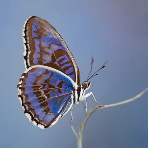 butterfly, realistic, blue and purple, colourful, symetry, solid white background