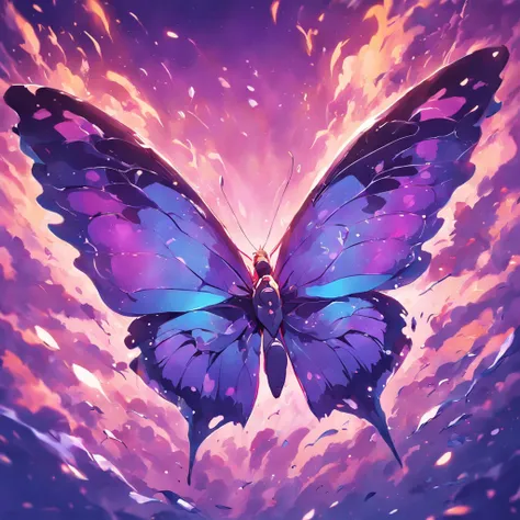 butterfly, realistic, colorful, vibrant colors, saturated colours, blue, purple, symmetrical, solid white background)