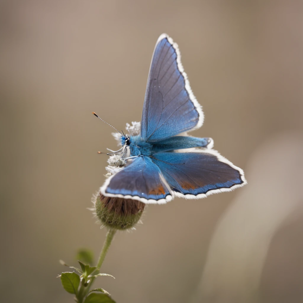 simetrical blue butterfly, solid white backgound, high contrast, vibrant colours, butterfly