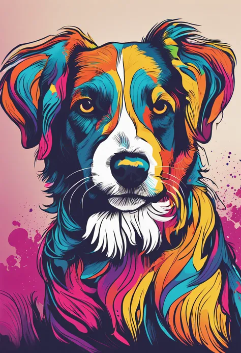 um close up de um puppy correndo em um fundo colorido, puppy Digital |, arte vetorial altamente detalhada, Jen Bartel, estilo de arte impressionante, estilo de arte vetorial, arte do Adobe Illustrator, Arte de Alessandro Pautasso, Arte vetorial HD, Horse, ...