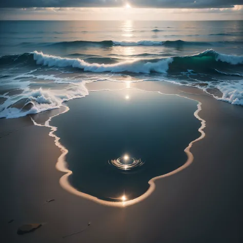 A reflection of a light coming out from the sea