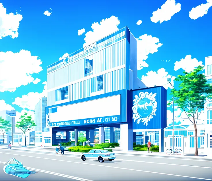 anime city, architecture, beautiful anime scenery, [blue sky background]