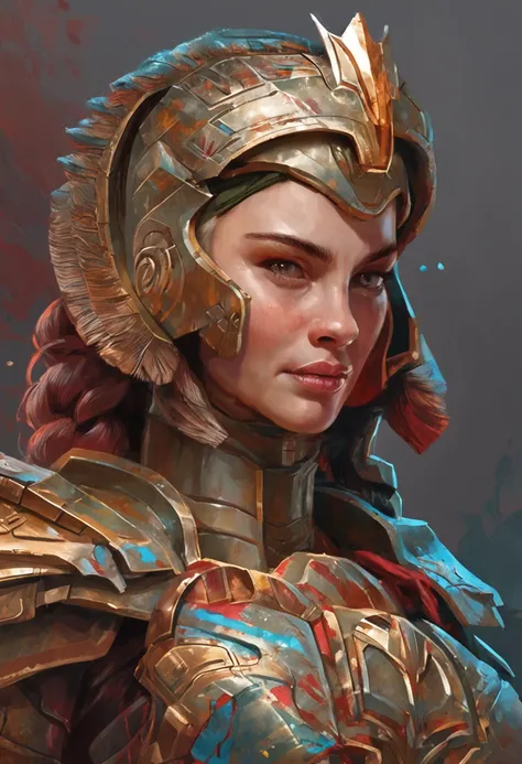 Teenage Centurion Warrior,  Red and gray armor, Men and women working together, Man and woman side by side, Pretty Face, Clean face, Highly detailed face, Happy, Female Warrior, Hyper Detailed, 8K, unreal enginee 5, celebrating, Anime-style girl with beaut...