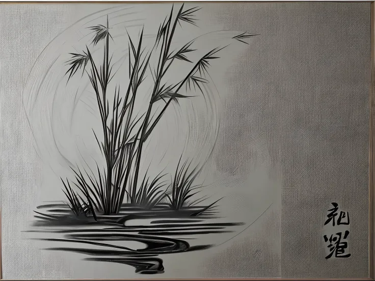 bamboo，individually，black andwhite，Gongbi Chinese painting，water ink