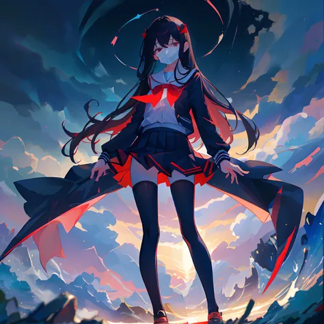 tmasterpiece，best qualtiy，Correct limbs，Girl covering her mouth，is shy:1.5，Be red in the face:1.5，JK school uniform，emaciated，a black pleated skirt，black lence stockings，thin very long legs，18year old，High School Seniors，school ground