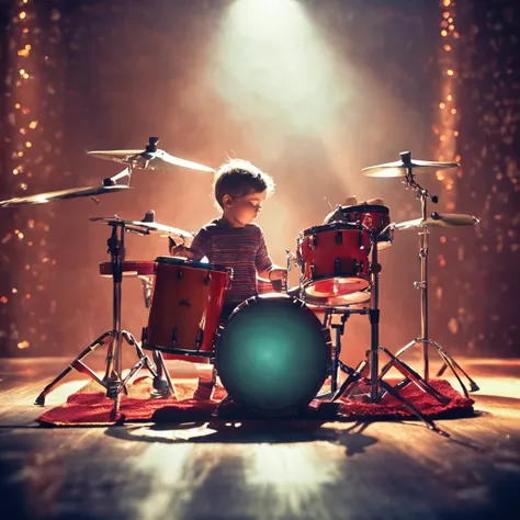 Children aged 5-6 play drums