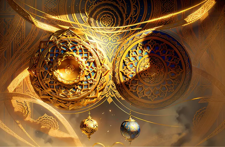 There are two round objects，There is a pattern on it, Intricate ornaments, Digital painting | Intricate, symmetric concept art, deviantart ekas portal, background artwork, intricate ornament halo, symetry!! concept-art, 3D complex shapes, dan mcpharlin : :...