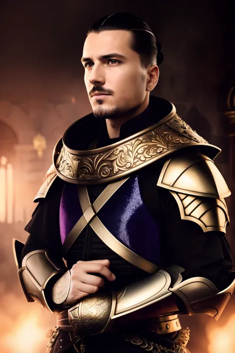 film photo, 
a man, portrait of igppv01 as a paladin, 
chest, full face, looking at the camera, intricate armor, d&d, gold and silver, 
fantasy, elegant, trending on artstation, award-winner photo, in the style of dramatic national geographic footage, in t...