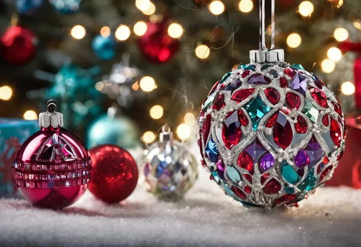 A sparkling array of Swarovski Christmas ornaments, Each one is unique and dazzling.