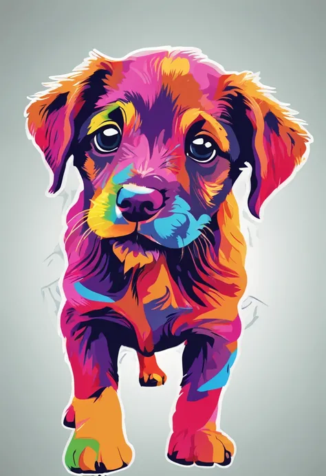 um close up de um puppy correndo em um fundo colorido, puppy Digital |, arte vetorial altamente detalhada, Jen Bartel, estilo de arte impressionante, estilo de arte vetorial, arte do Adobe Illustrator, Arte de Alessandro Pautasso, Arte vetorial HD, Horse, ...