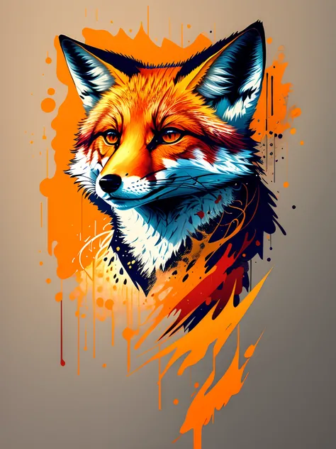 Professional portrait of a fire fox, abstract beauty, Approcher la perfection, delicate face, dynamique, Clair de lune, highly detailed, digital painting, ArtStation, Art conceptuel, Mise au point fluide, tranchant, illustration, illustrations de Carne Gri...