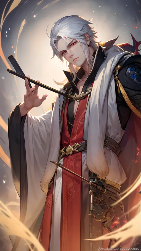 Close-up of a man with white hair and white mask, beautiful figure painting, Guwiz, Guwiz style artwork, white-haired god, Yang J, epic fine character art, stunning character art, Fan Qi, Wu Zhun Shifan, Guwiz in Pixiv Art Station