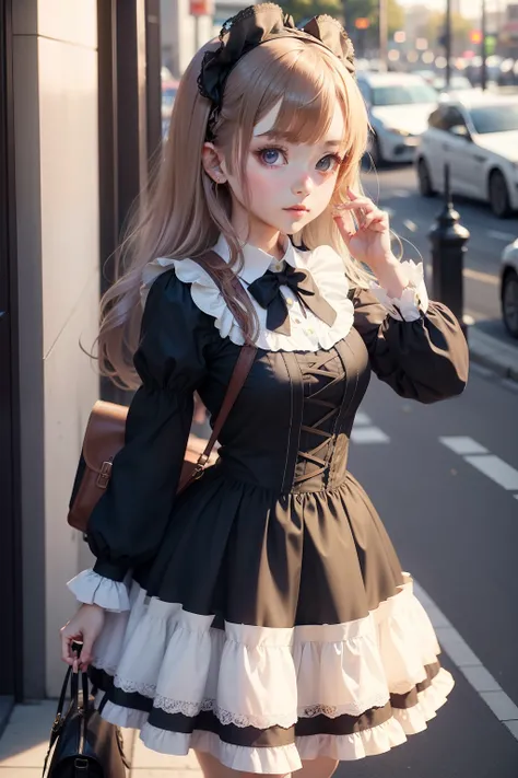 Anime girl who is about to go far is wearing a Lolita-style dress，Say goodbye to me