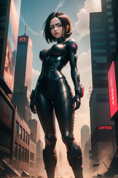 New York, time square, Alita, known as "Battle Angel", is the main character of the manga "Battle Angel Alita" created by Yukito Kishiro. She is a fearless cyborg with a mysterious past and exceptional combat skills. Endowed with great curiosity and compas...