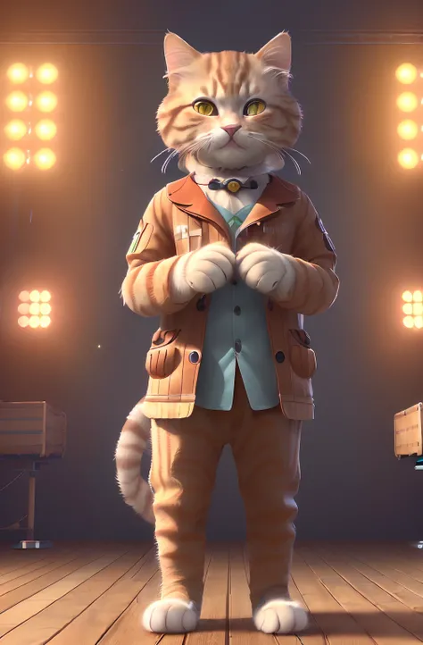 absurderes,(There are no real people:1.5),(Masterpiece, Extremely detailed Cg Unity 8K wallpaper, Best quality, A high resolution:1.2), lighting perfect, illusory engine, (cat:1.2), (Tabby cat:1.4), (Concert,Gorgeous stage:1.4)，