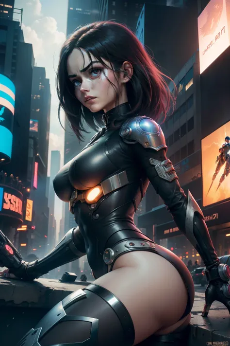 New York, time square, Alita, known as "Battle Angel", is the main character of the manga "Battle Angel Alita" created by Yukito Kishiro. She is a fearless cyborg with a mysterious past and exceptional combat skills. Endowed with great curiosity and compas...