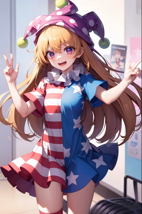 clownpiece,starry eye, excited