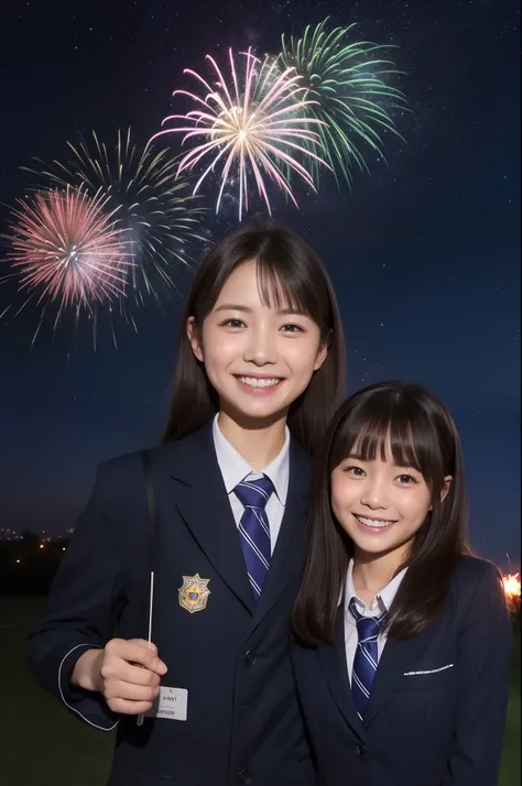 A smile、hi-school girl、校服、While doing fireworks、starrysky、Aurora