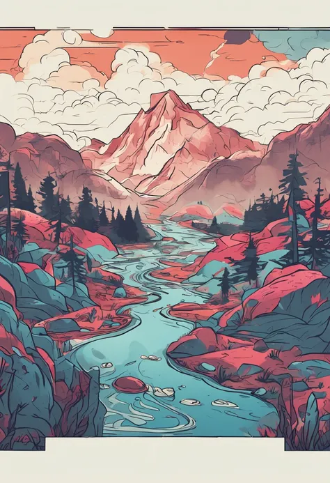 Mountains and rivers are connected，All sorts of strange creatures fighting，large scene，Highlight the entire spectacular scene，There are particularly many species，Color repression