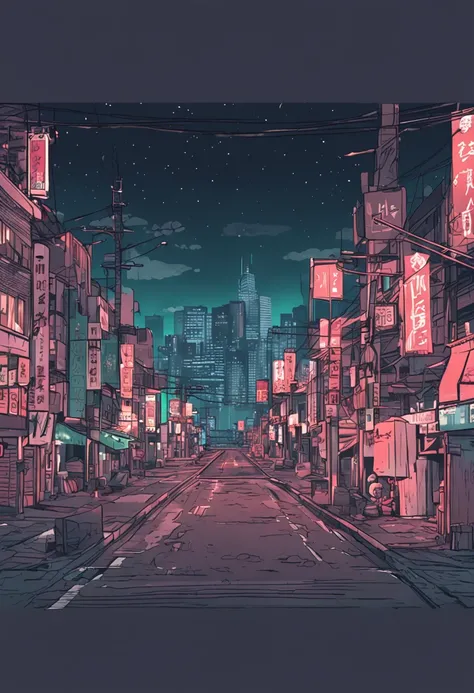 [Create a stunning night cityscape inspired by the style of Sui Ishidas Tokyo Ghoul.]